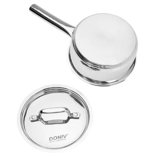 Doniv 3 Piece Majestic Sandwich Bottom Cookware Set, 1 Piece Kadhai with Lid 24 cms, 1 Piece Sauce Pan with Lid 14 cms & 1 Piece Fry Pan 20 cms