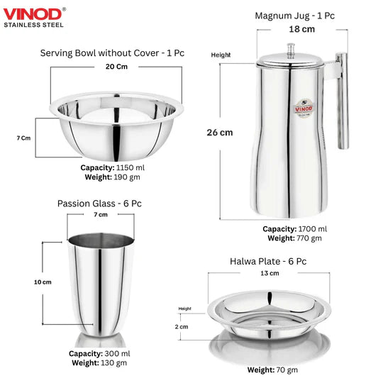 Vinod 61 Pieces Two Tone Deluxe Dinner Set, Heavy Gauge, Rust-Free, Tough and Strong, Durable, Dishwasher Safe & ISI Certified