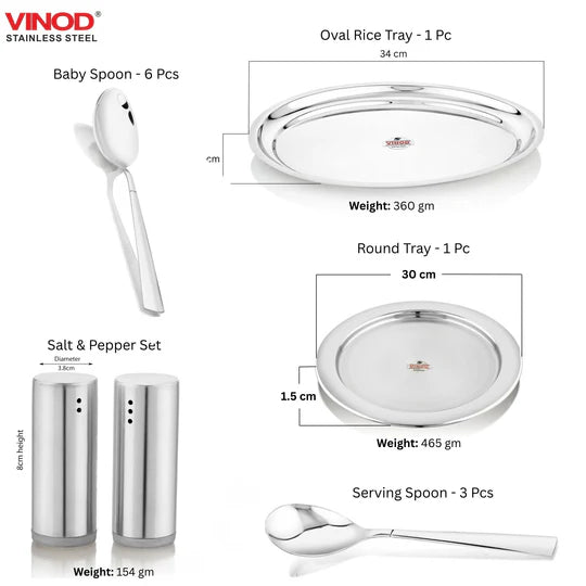 Vinod 61 Pieces Two Tone Deluxe Dinner Set, Heavy Gauge, Rust-Free, Tough and Strong, Durable, Dishwasher Safe & ISI Certified