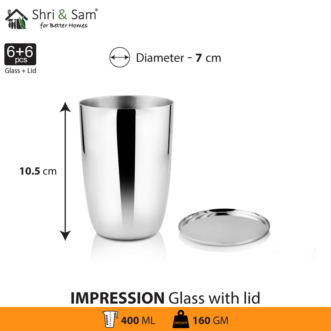 Stainless Steel 6 PCS Hammered Glass Impression