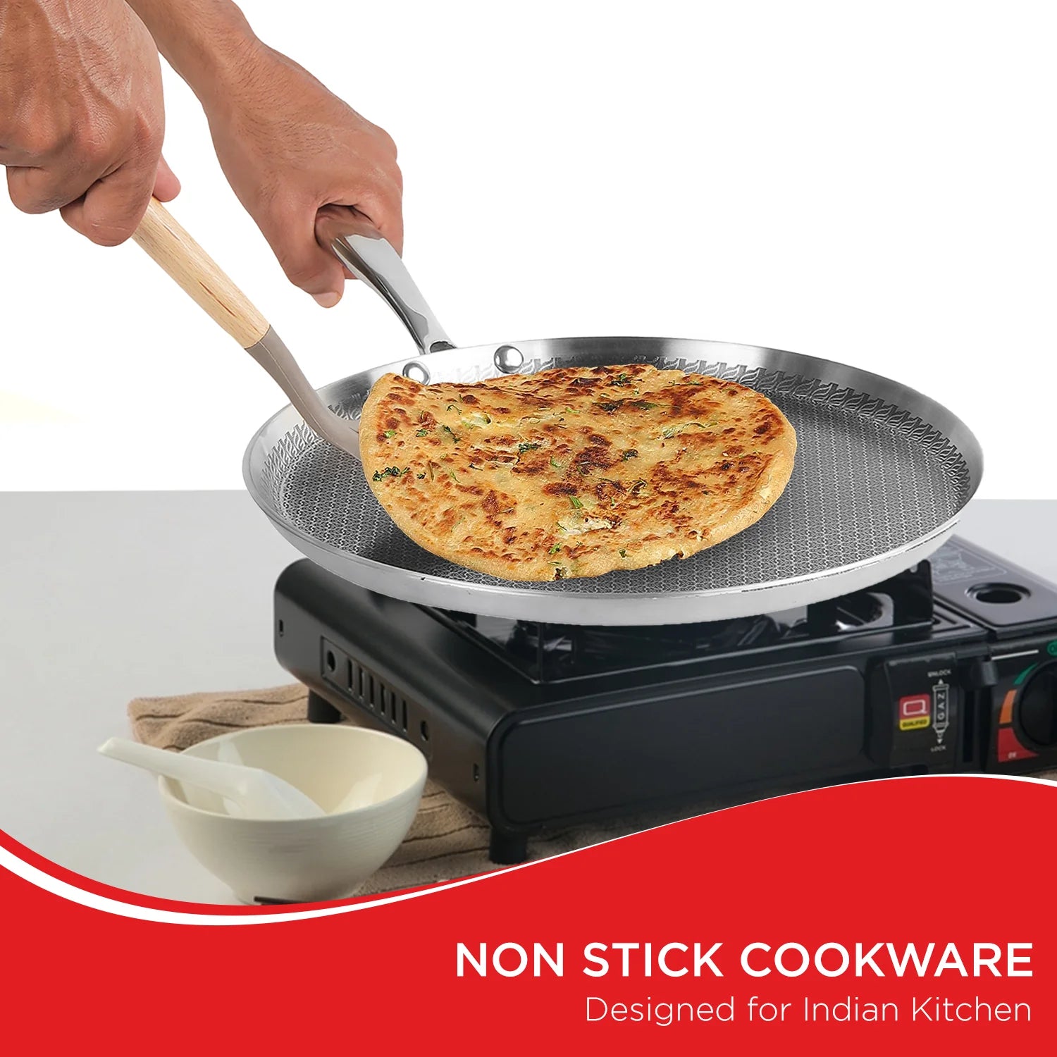 Vinod Platinum Triply Stainless Steel SAS Pro Dosa Tawa (Induction Friendly)