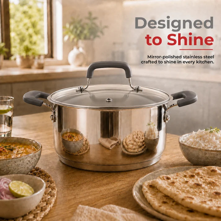 Vinod Stainless Steel Tivoli Saucepot with Glass lid (Induction Friendly)