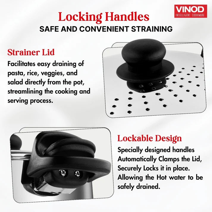 Vinod Stainless Steel Pasta Pot with Strainer lid