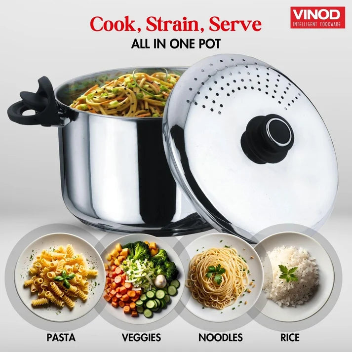 Vinod Stainless Steel Pasta Pot with Strainer lid