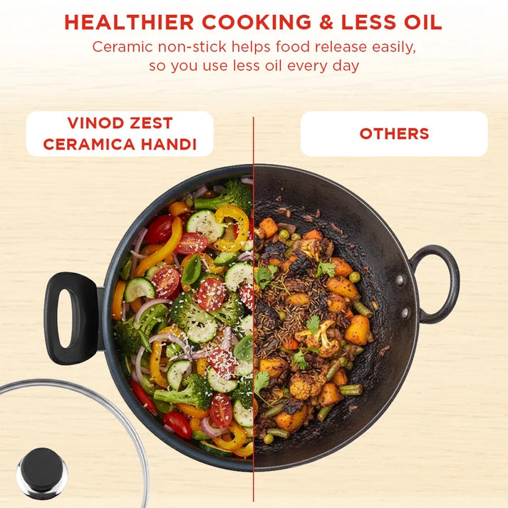 Vinod Zest Ceramica Handi with Lid - (Induction Friendly)
