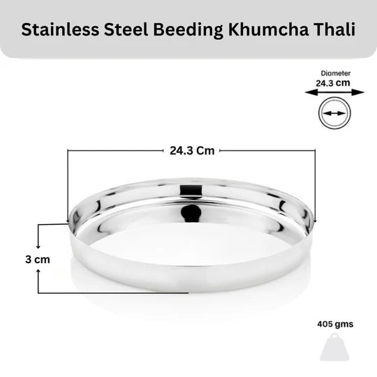 Vinod Stainless Steel Beeding Khumcha Thali Set of 2,