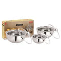 VINOD Stainless Steel Montero Insulated Casserole with Glass Lid & Steel Knob – Set of 3 Pcs – 500 ml, 900 ml & 1500 ml