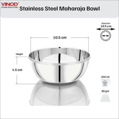 Vinod Stainless Steel Maharaja Bowl set of 6 pcs