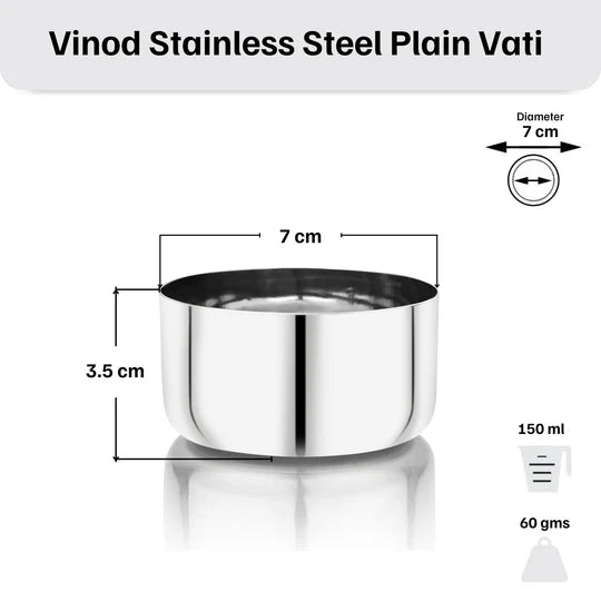 Vinod Stainless Steel Vati / Katori, set of 12 pcs, No 4.5