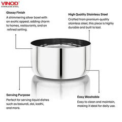 Vinod Stainless Steel Vati / Katori, set of 12 pcs, No 5.5