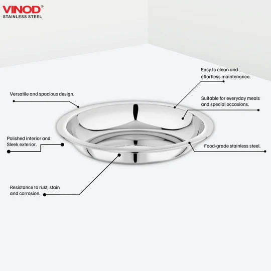 Vinod Stainless Steel Halwa Plate Set of 6 Pieces, Diameter 12.2 cm