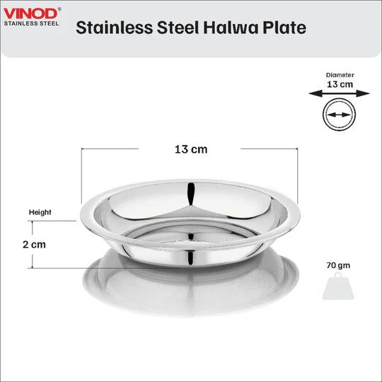 Vinod Stainless Steel Halwa Plate Set of 6 Pieces