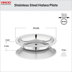Vinod Stainless Steel Halwa Plate Set of 6 Pieces