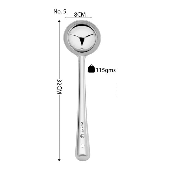 Vinod Stainless Steel Basting Serving Ladle, Serving Spoon / Karachi. Ideal for Gravies / Soups / Curries and Dishes - Set of 2, Size 32cm