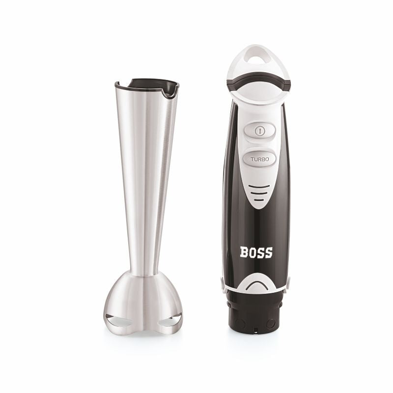 BOSS Quickmix Hand Blender 450 watts Hand Blender, Variable speed control, Chopper & Measuring Jar, Whisk & Dough hooks, 2 Years Warranty