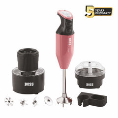 BOSS Genius 275 watts Hand Blender, 2 speed control, chutney & chopper Jar, 5 Years Warranty