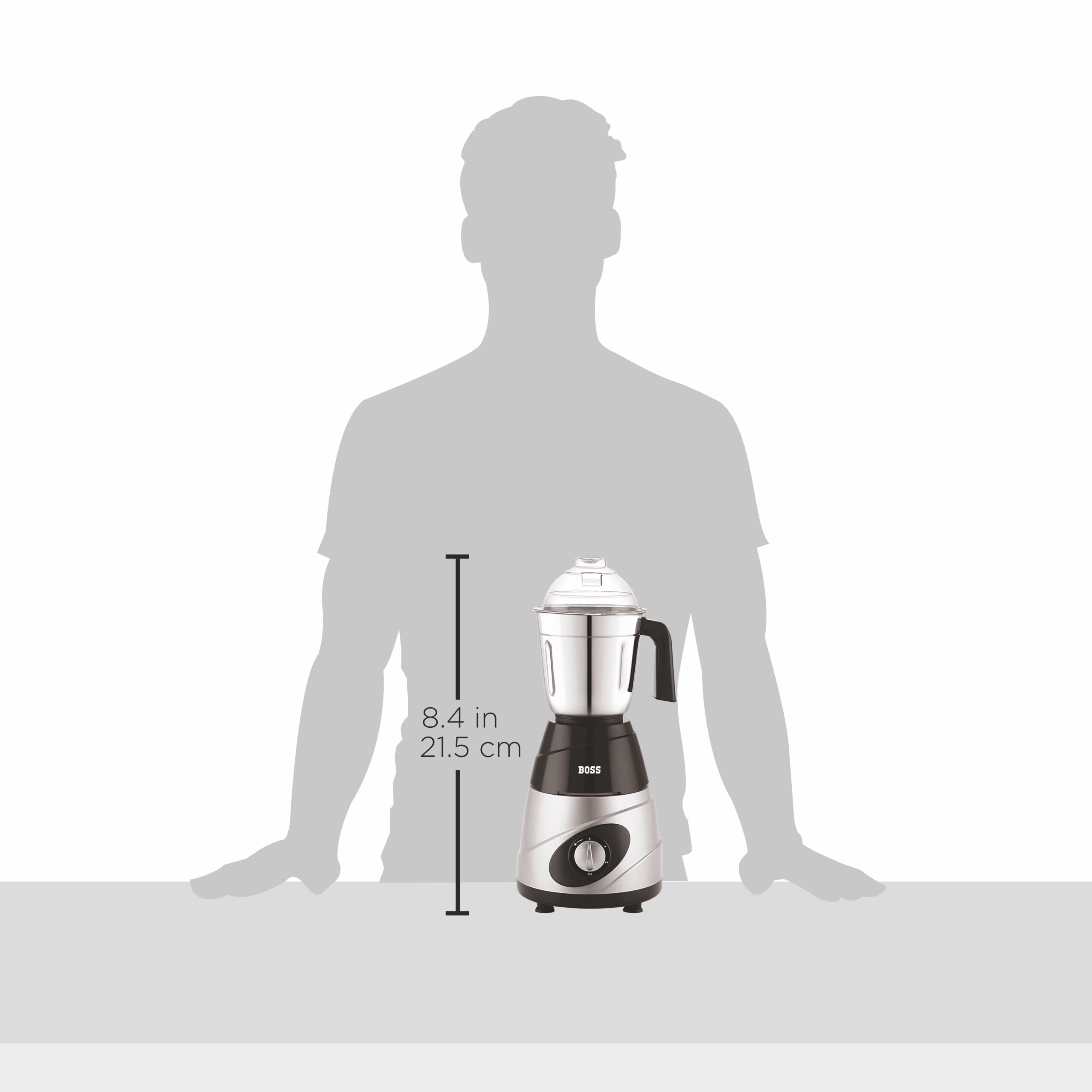 BOSS Thunder Deluxe 550W Mixer Grinder with Powerful Motor, 3 SS Jars, 5 years warranty