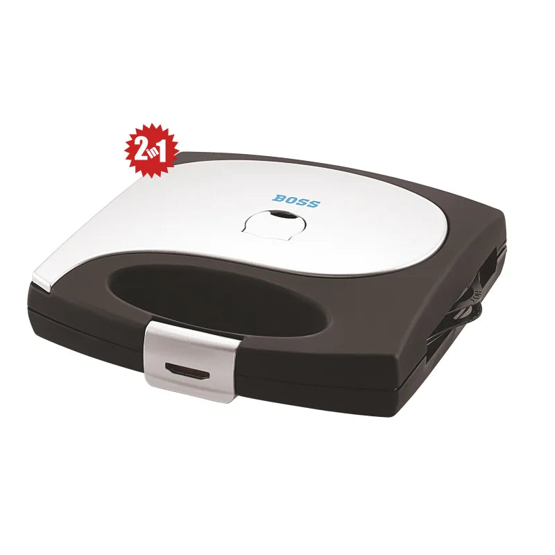 BOSS Griller Toaster 2-in-1 Sandwich Maker, 700 Watts, with Detachable Plates for Toast & Grill