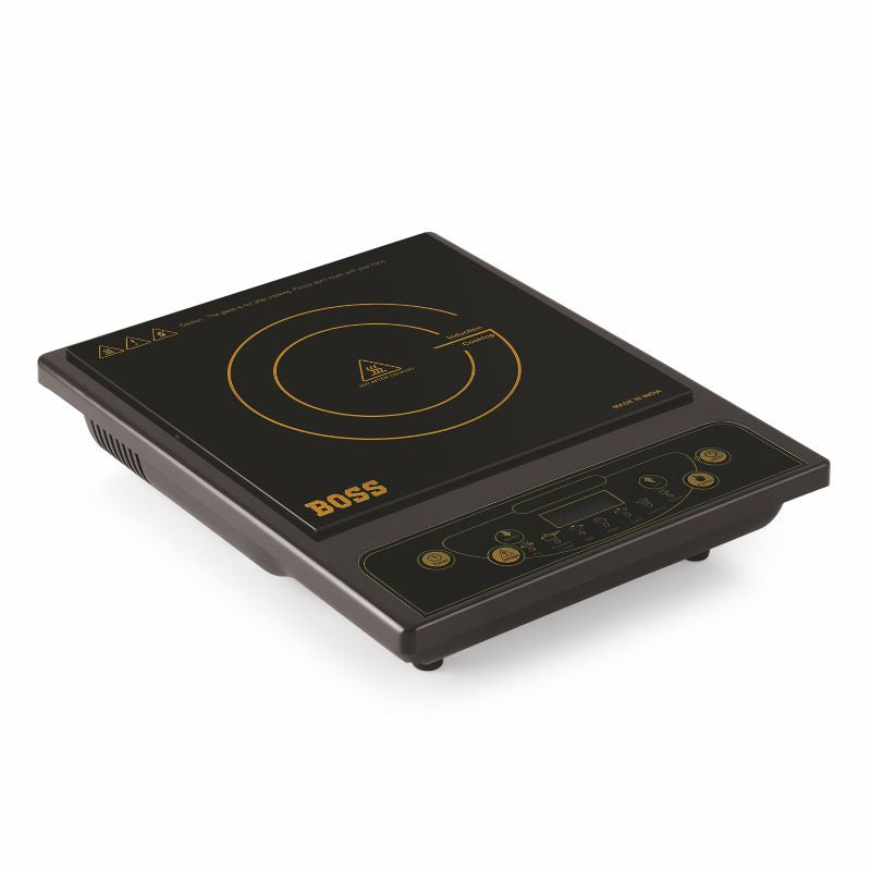 BOSS Chefmax 1600 Watts Induction Cooktop, Menu Option, Soft Touch Button, temperature adjustment, Black