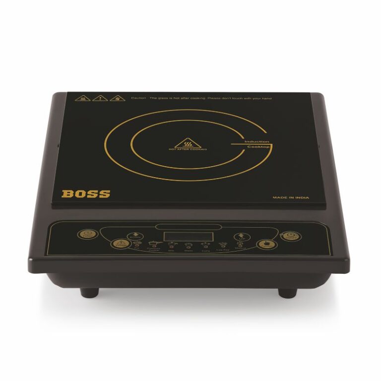 BOSS Chefmax 1600 Watts Induction Cooktop, Menu Option, Soft Touch Button, temperature adjustment, Black