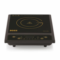 BOSS Chefmax 1600 Watts Induction Cooktop, Menu Option, Soft Touch Button, temperature adjustment, Black