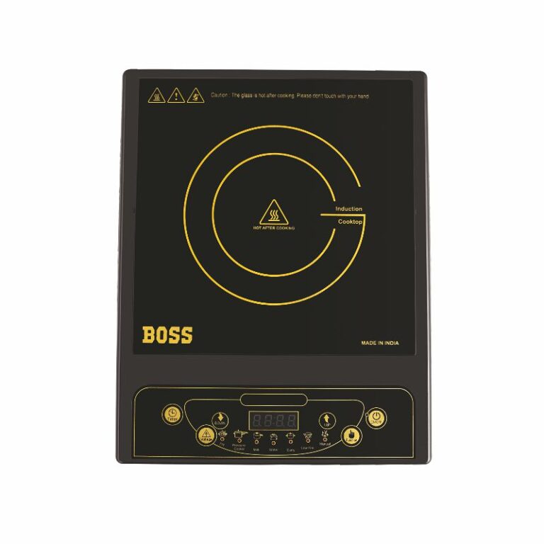 BOSS Chefmax 1600 Watts Induction Cooktop, Menu Option, Soft Touch Button, temperature adjustment, Black