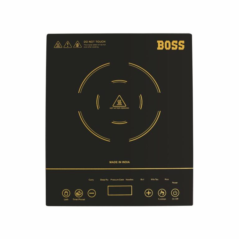 BOSS Chefmax 1800 Watts Induction Cooktop, Menu Option, Soft Touch Button, temperature adjustment, Black