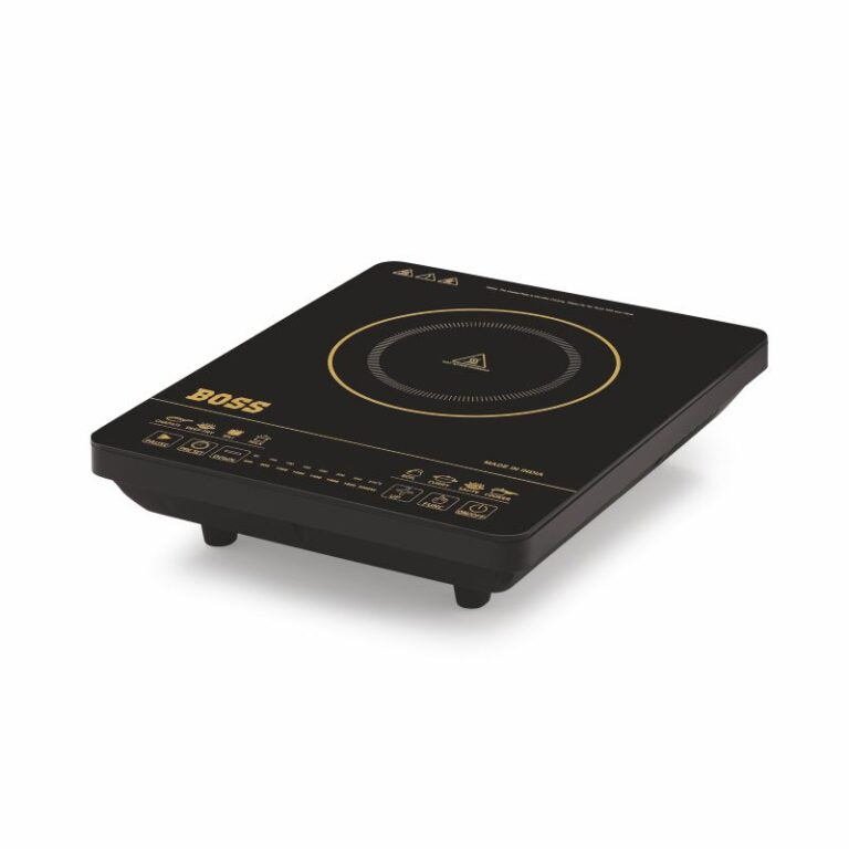 BOSS Chefmax 2000 Watts Induction Cooktop, Menu Option, Soft Touch Button, Temperature adjustment, Black