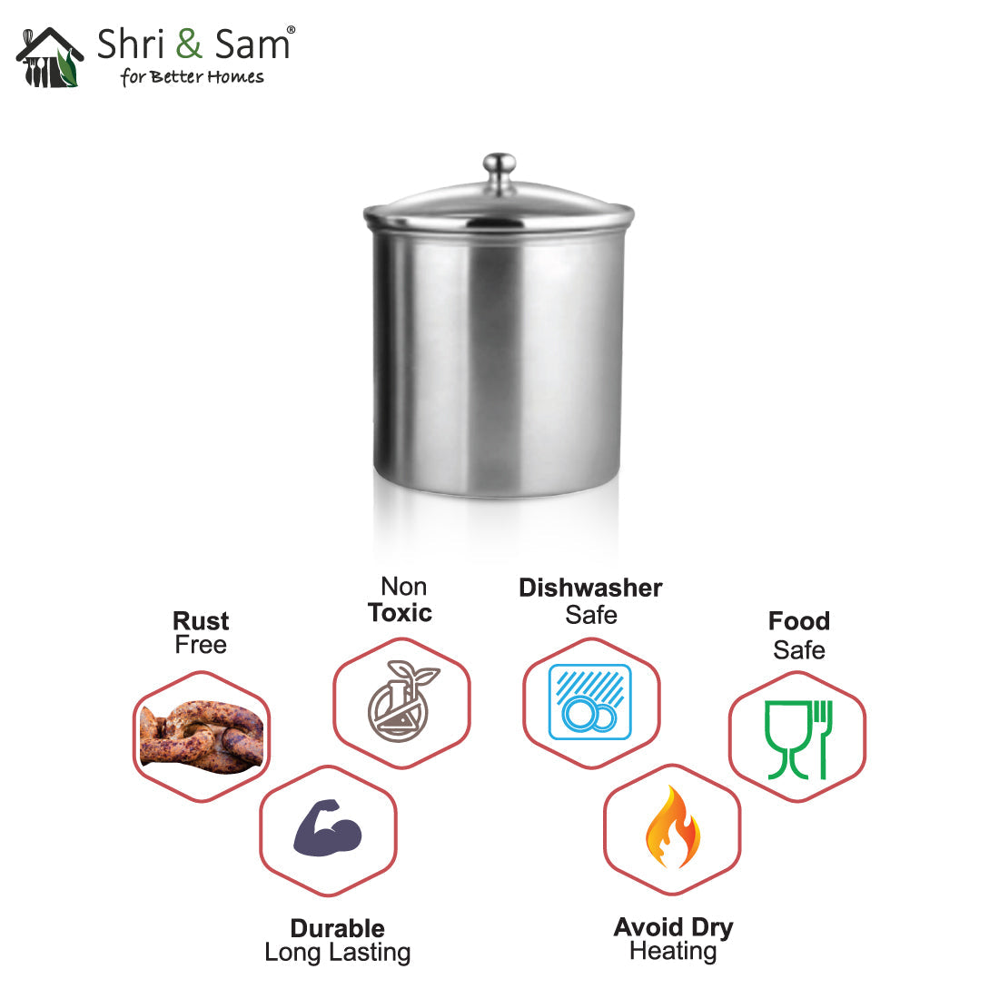 Jagdamba Cutlery Pvt Ltd. Serveware Candy Storage Canister with Air light Glass lid - 1400 ML