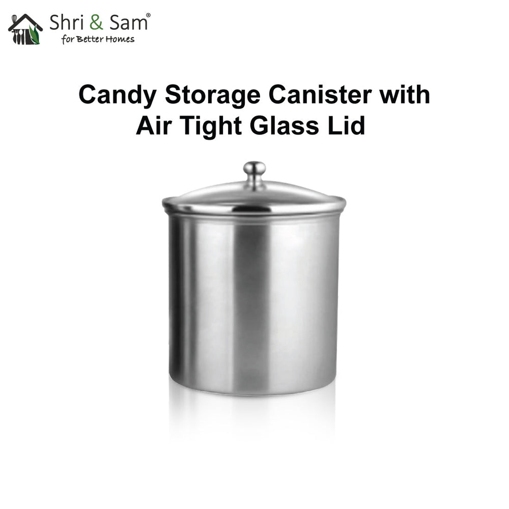 Jagdamba Cutlery Pvt Ltd. Serveware Candy Storage Canister with Air light Glass lid - 1400 ML