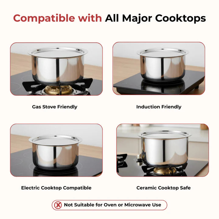Doniv Titanium Triply Stainless Steel Tope with Cover , Induction Friendly