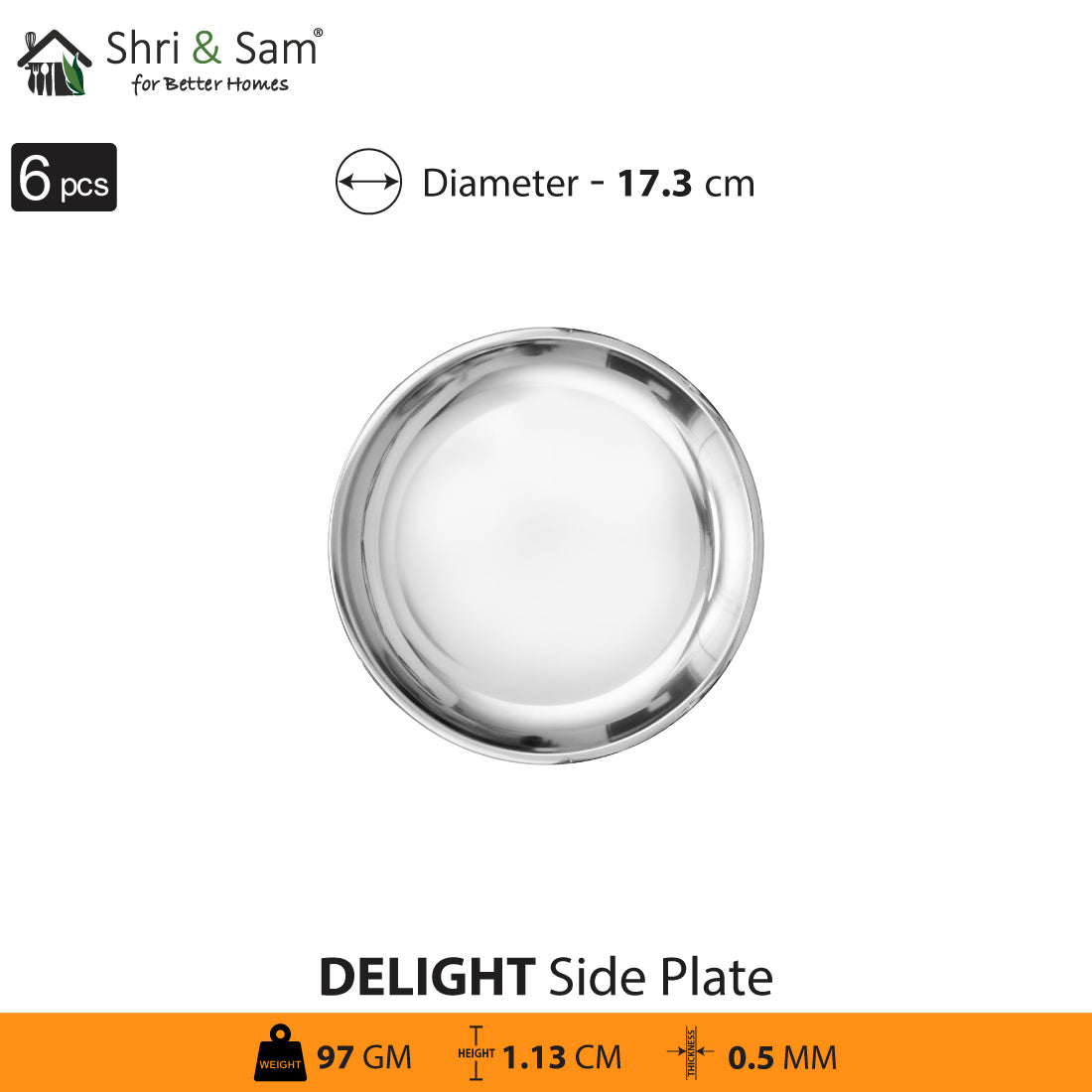Stainless Steel 6 PCS Side Plate Delight