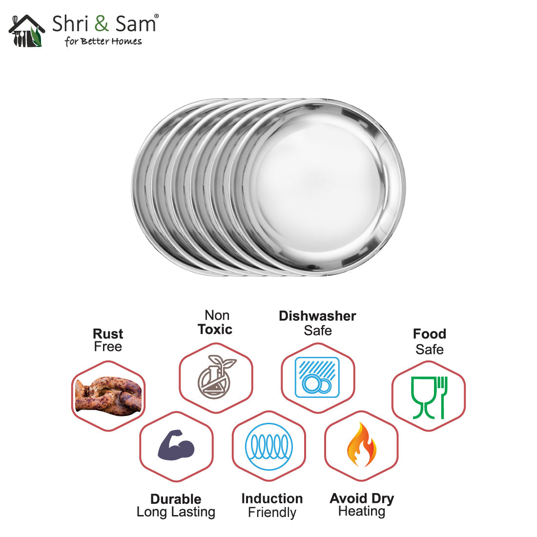 Stainless Steel 6 PCS Side Plate Delight