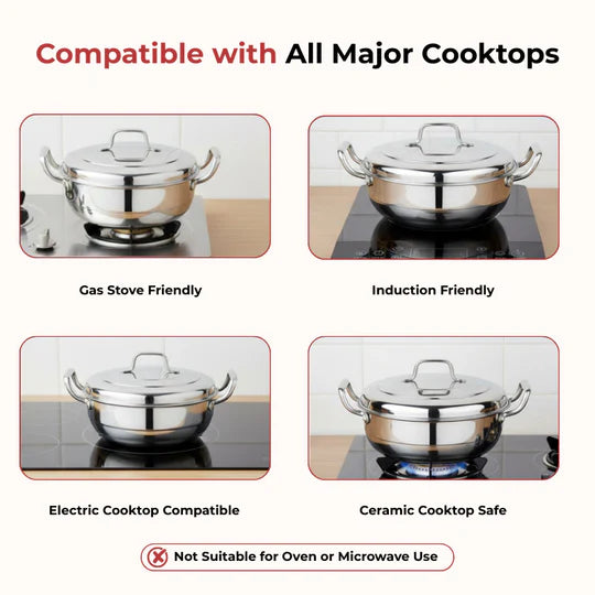 Doniv Triply Stainless Steel 6 Plates and 1 Multipurpose Kadai Steamer for Idli, Dhokla, Momos Heavy Guage Idli Dhokla Cooker Induction & Gas Stove Compatible (2 Idli, 1 Mini Idli, 1 Patra/Momos, 2 Khaman / Dhokla)
