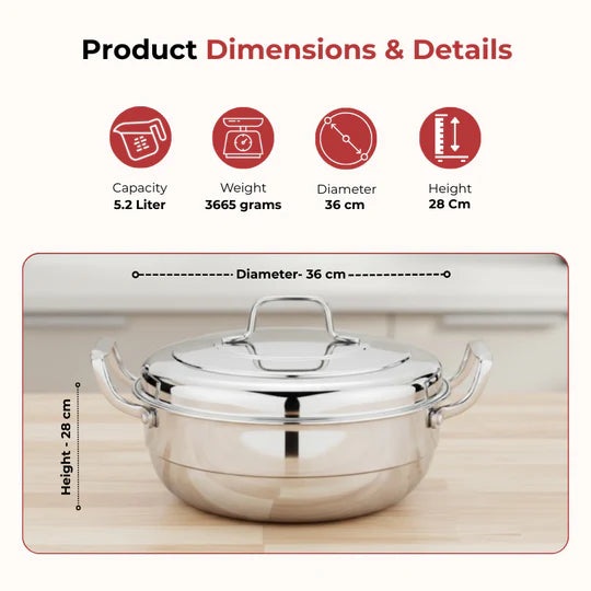 Doniv Triply Stainless Steel 6 Plates and 1 Multipurpose Kadai Steamer for Idli, Dhokla, Momos Heavy Guage Idli Dhokla Cooker Induction & Gas Stove Compatible (2 Idli, 1 Mini Idli, 1 Patra/Momos, 2 Khaman / Dhokla)