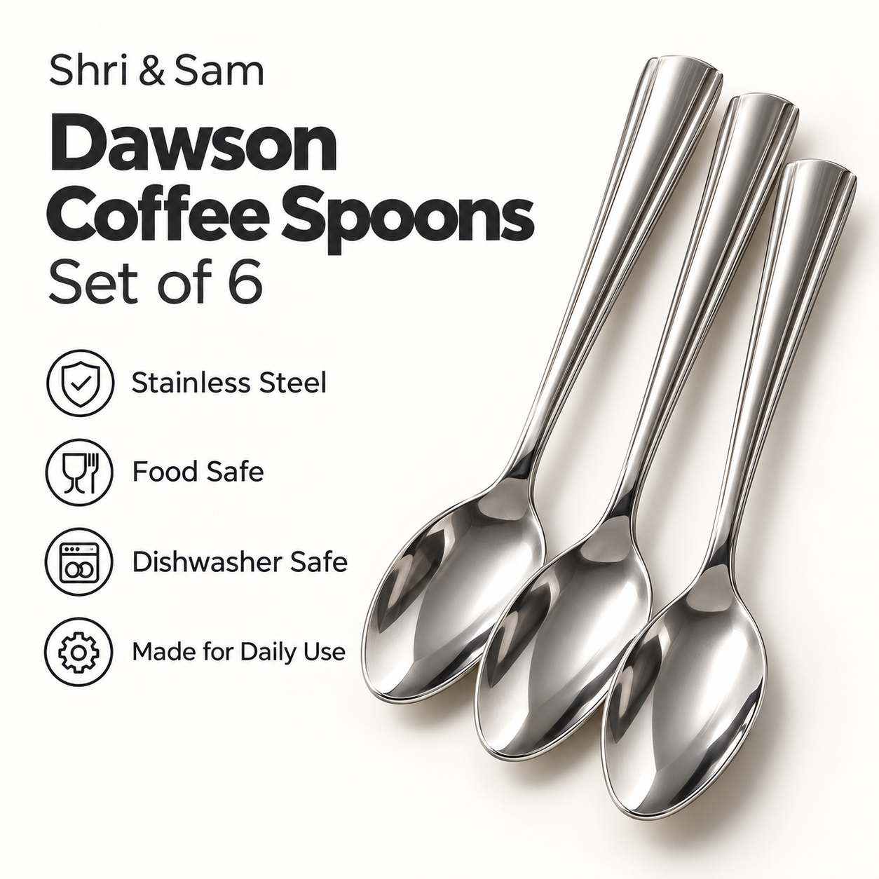 Dawson Stainless Steel Coffee Spoon Set of 6