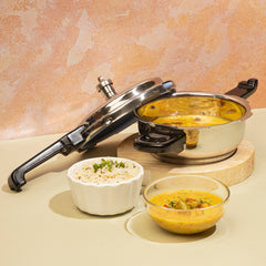 Vinod Stainless Steel Deep Pan Pressure Cooker with Lid (Induction Friendly)