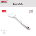 Vinod Stainless Queens Steel Roti Turner Heavy Gauge Flat Plain Cooking Spoon Steel Spatula I Set of 2