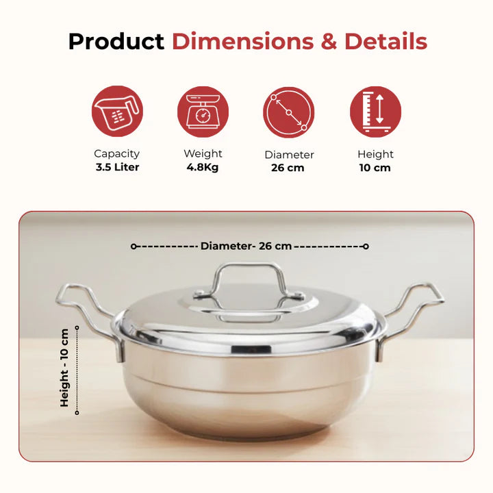 Doniv Stainless Steel Induction Bottom Multi Kadhai with 5 Plates (2 Idli, 1 Mini Idli, 1 Patra/Momos, 2 Khaman / Dhokla)