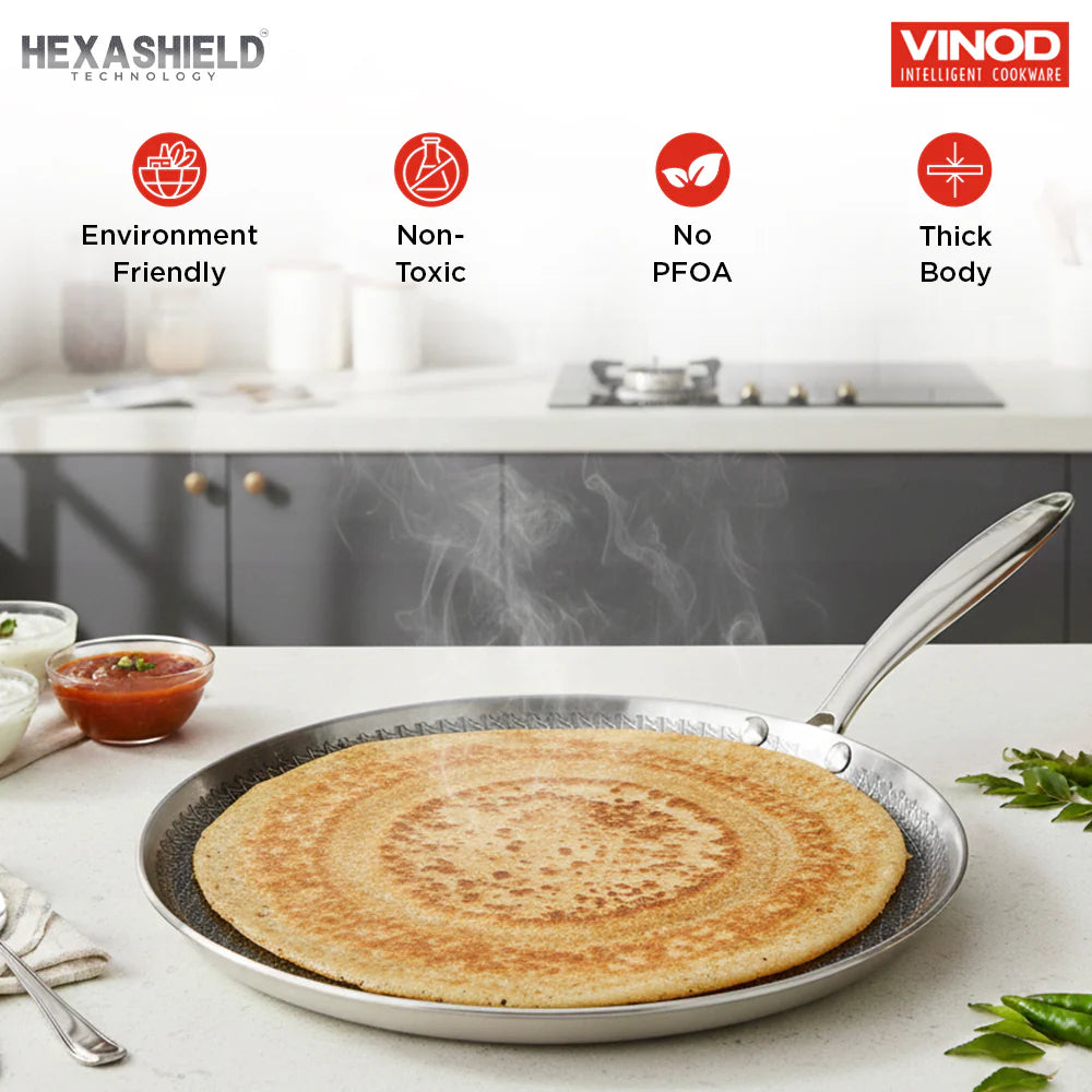 Vinod Platinum Triply Stainless Steel SAS Pro Dosa Tawa (Induction Friendly)