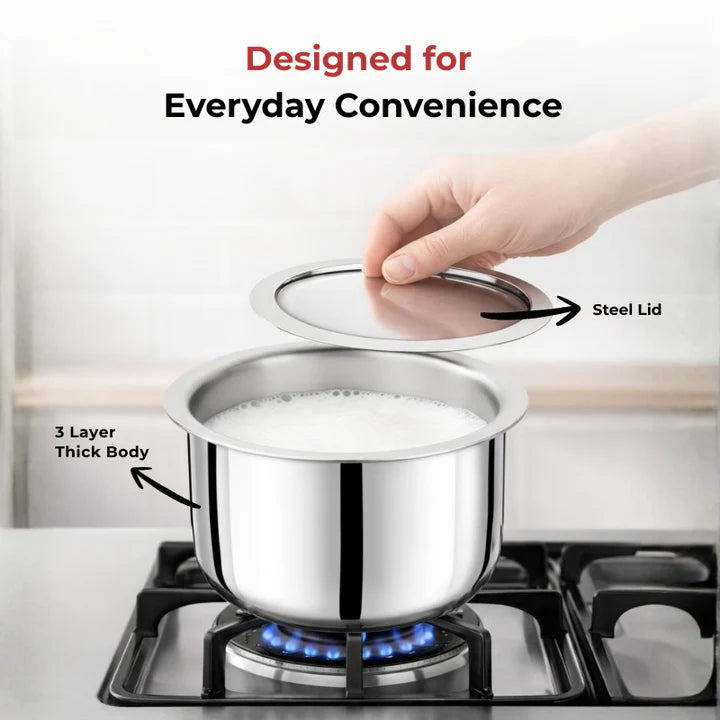 Doniv Titanium Triply Stainless Steel Tope with Cover , Induction Friendly