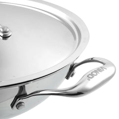 Vinod Platinum Triply Stainless Steel Kadai with Lid (Induction Friendly)