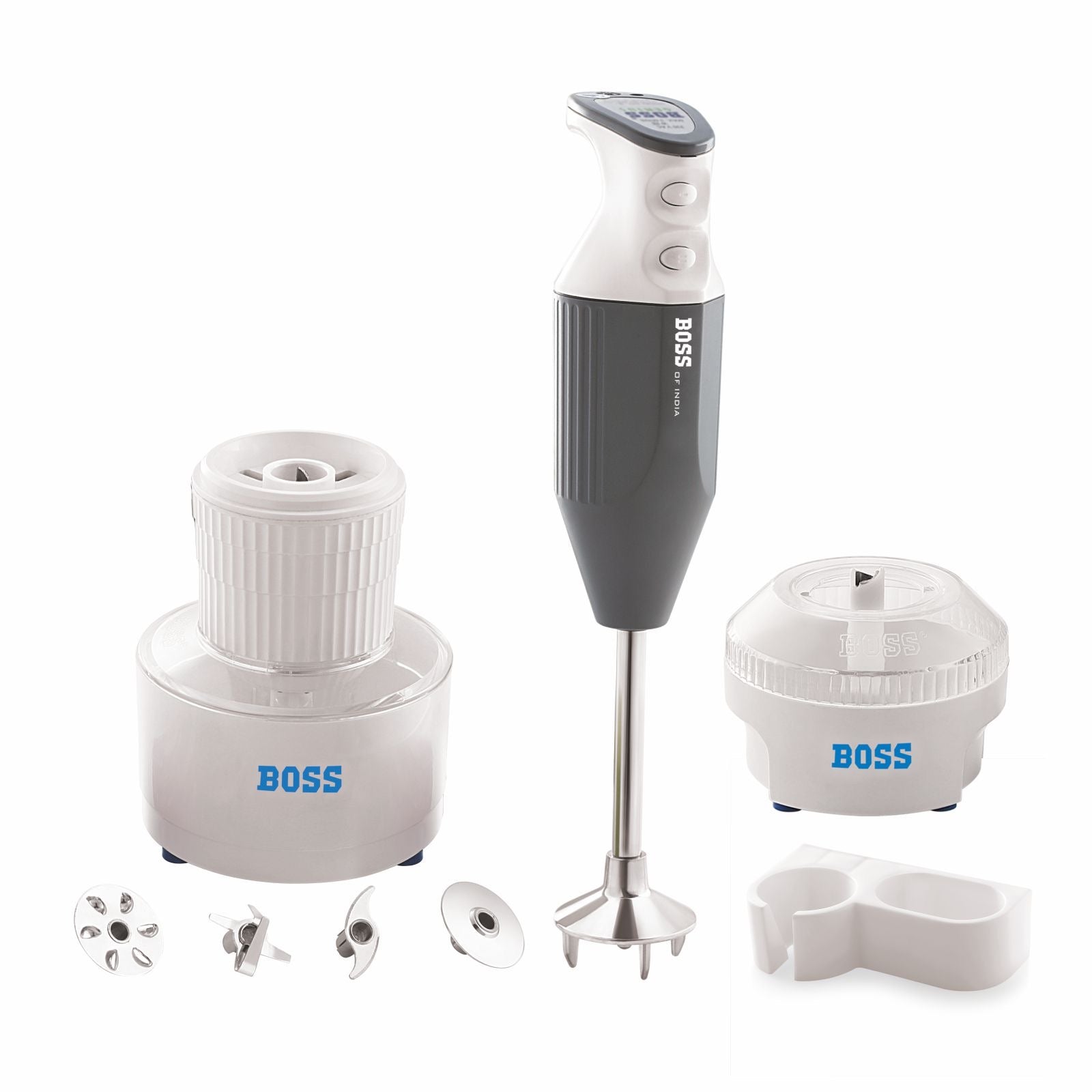 BOSS Genius 275 watts Hand Blender, 2 speed control, chutney & chopper Jar, 5 Years Warranty