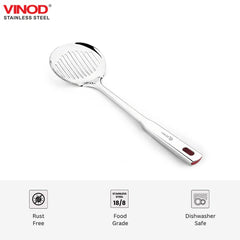 Vinod Stainless Steel Queens Skimmer Slotted Spoon for Frying 38.5 cm I Set of 2