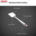 Vinod Stainless Queens Steel Roti Turner Heavy Gauge Flat Plain Cooking Spoon Steel Spatula I Set of 2