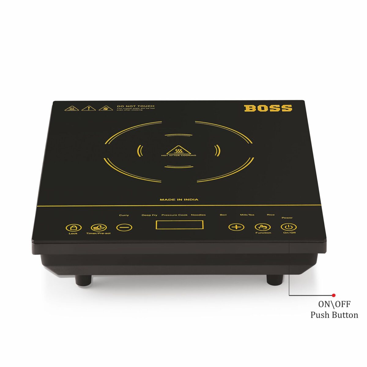 BOSS Chefmax 1800 Watts Induction Cooktop, Menu Option, Soft Touch Button, temperature adjustment, Black