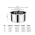 Vinod Stainless Steel Induction Friendly Flat Bottom Tope Without Lid – 4 Pieces Large Set – Capacity 3.70 Litre, 4.60 Litre, 5.50 Litre & 6.70 Litre