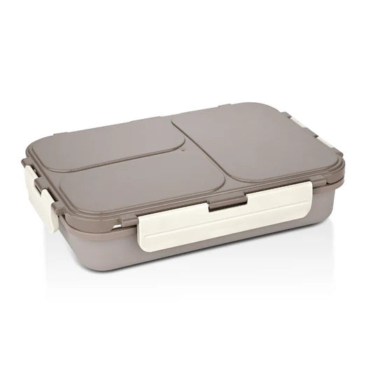 VINOD Stainless Steel Tiffin 3 Compartment Airtight Silicone-Sealed Lid, Food-Grade Steel, Secure Clips and Insulated