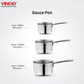 Vinod – Claro Heavy Gauge Stainless Steel Hammered Sauce Pan, 1.5 mm