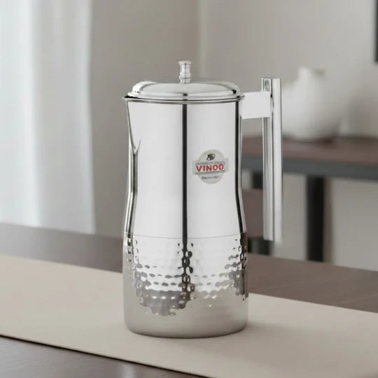 Vinod Stainless Steel Hammered Magnum Water Pitcher / Jug with Cover – 1700 ml